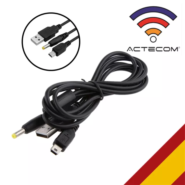 ACTECOM® CABLE DE CARGA Y DATOS PSP 1000 2000 3000 2 en 1 Datos Carga Cable