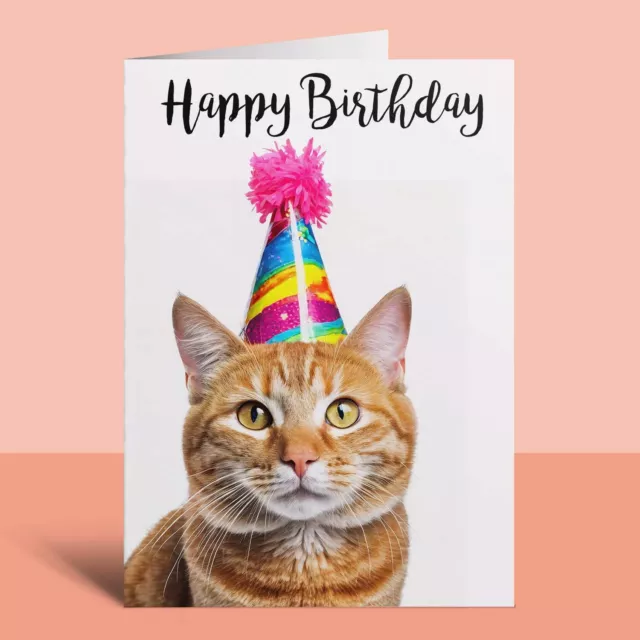 Ginger Cat Birthday Card for Her Him Friend Mum Sister Brother Dad