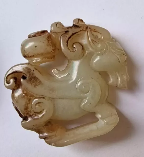 Old Chinese rare Hand carved ox statue Natural Hetian Jade Pendant