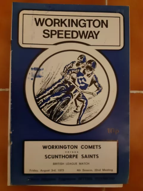 WORKINGTON COMETS vs SCUNTHORPE SAINTS SPEEDWAY PROGRAMME 3/8/1973