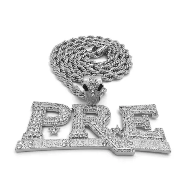 HIP HOP ICED CUBIC ZIRCONIA YOUNG DOLPH PRE PENDANT 6mm 30" ROPE CHAIN NECKLACE