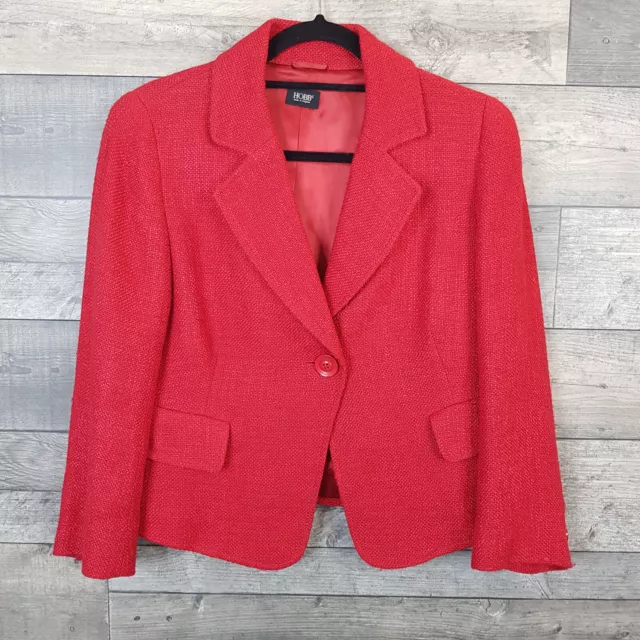 HOBBS CROP BLAZER Jacket UK 12 Red Smart Casual Classic Woven Work