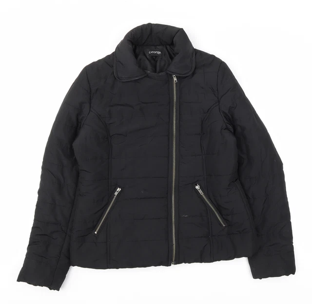 Cappotto da donna nero George giacca tampone taglia 12 cerniera
