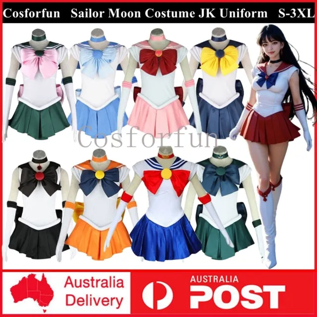 Adults Sailor Moon Costume Cosplay JK Uniform Sailormoon Dress Gloves Christmas