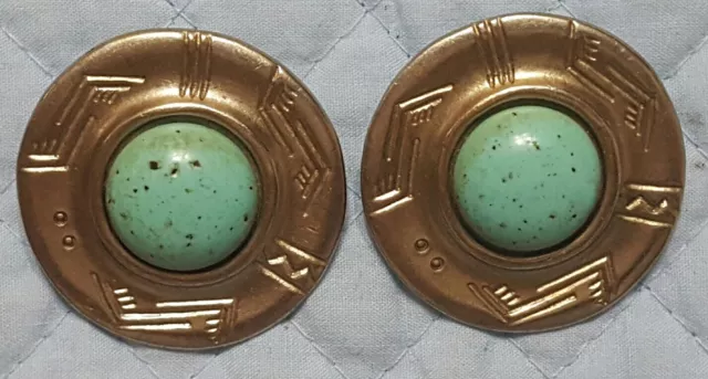 Vintage Ben-Amun Signed Earrings~Southwestern Style~Robin's Egg Blue