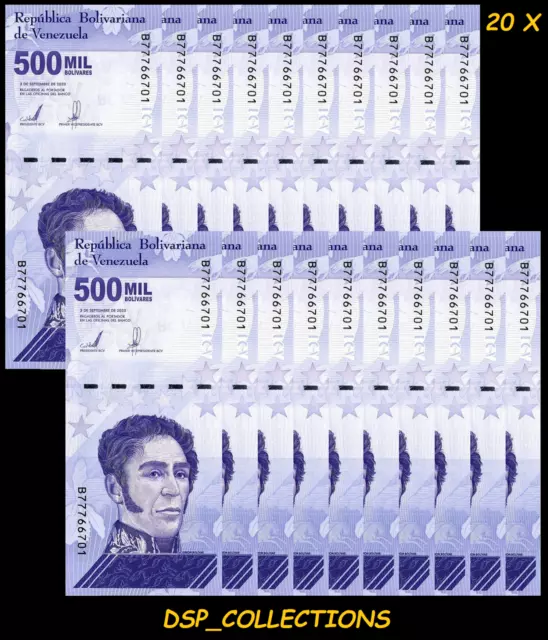 💥 Banknote, Billet, Venezuela 500 Mil Bolivar Soberano 2020 UNC X 20 PCS Bundle