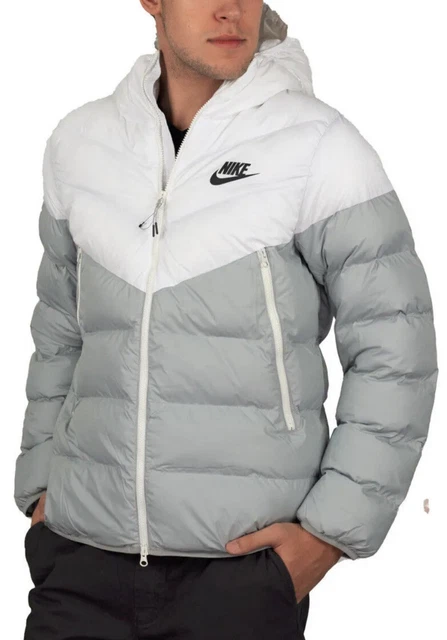 Nike Puffer Coat Riempimento Sintetico Primaloft Bianco/Grigio Taglia Large Nuovo con etichette DV5121-100