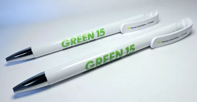 Set of 2 Thomas Cook / Condor Airlines Green 15 Ballpoint Pen Collectables