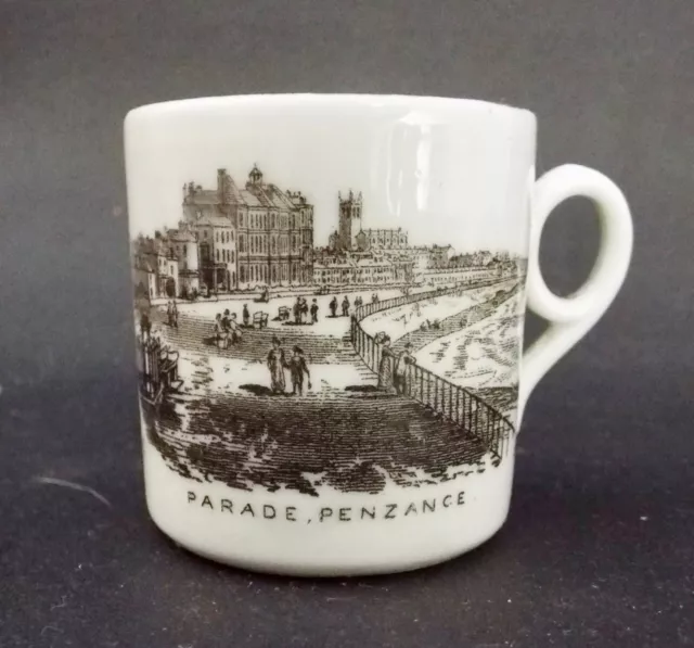 Victorian Porcelain Penzance Souvenir Coffee Can / Cup  - Promenade / Parade