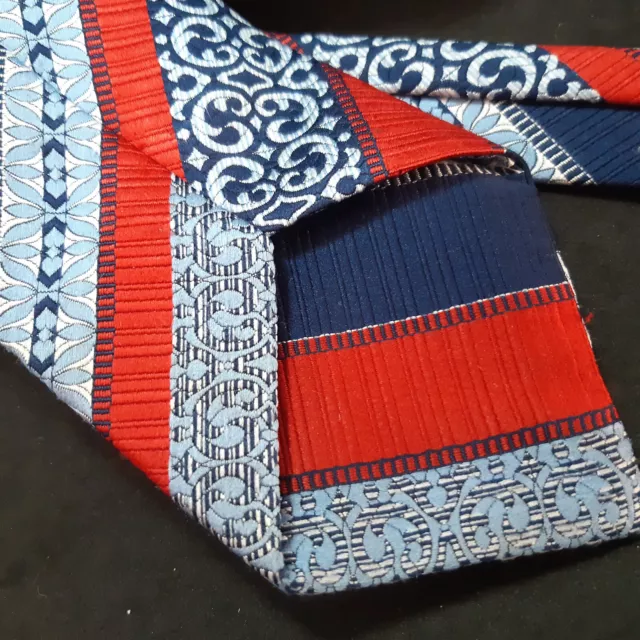 Mens Tie Blue white red MIKADO Vintage Tie Pre loved RETRO NECK TIE 3