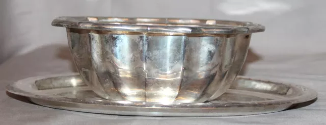 Vintage Silverplated Sauce Boat Bowl With Tray