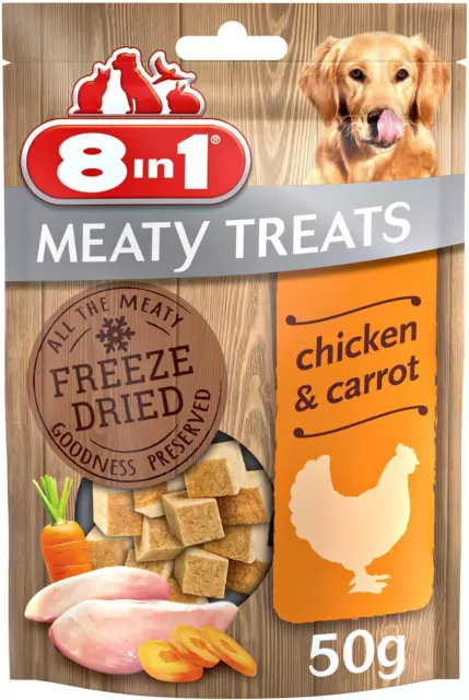 Meaty Treats for Dogs - Cubes of Freeze Dried Chicken and Carrots, 50 G