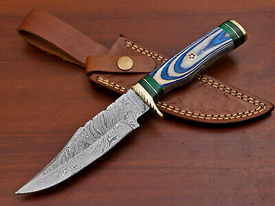 Hand Forged Damascus Steel Hunting Knife - Hard Wood Handle - Aw-5064