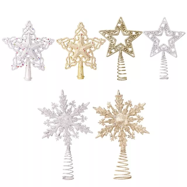 Christmas Tree Star Glitter Hollow Out 3D Snowflake Treetop Decor