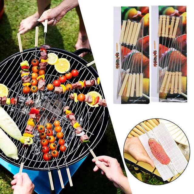 10PCS STAINLESS STEEL BBQ Skewer Stick Barbecue Rod 30cm Lot C6 £5.12