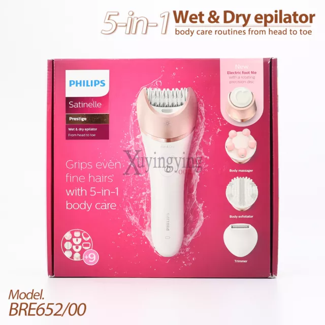 5-in-1 Philips BRE652/00 Epilator Kit Women Wet Dry Painless Hair Remover Shaver