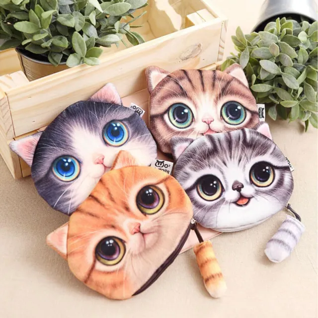 Cute Lovely Cat Face Coin Zip Purse Pouch Pocket Mini Hand Bag Change Wallet