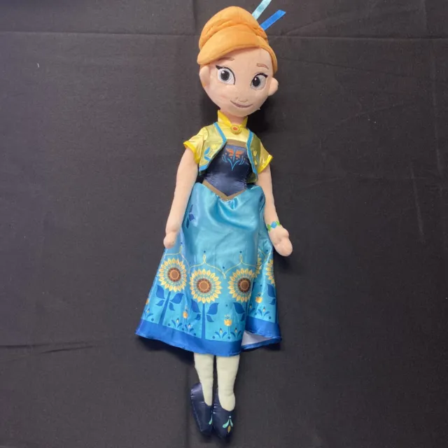 Disney Store Princess Anna 22” Doll Plush Frozen Fever Sunflower Dress