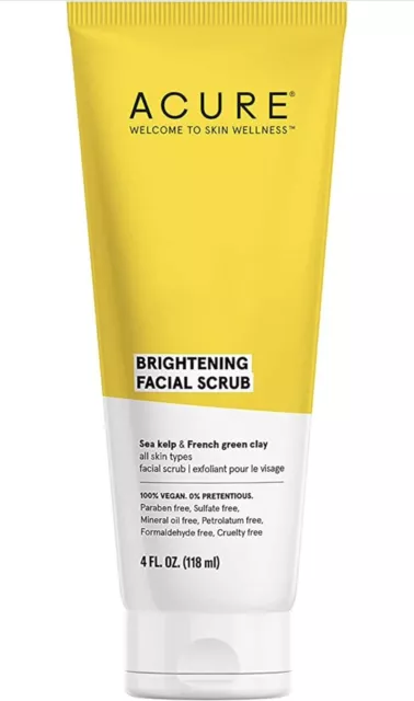 Acure Brightening Facial Scrub - 4 Fl Oz - All Skin Types, Sea Kelp & French Gre