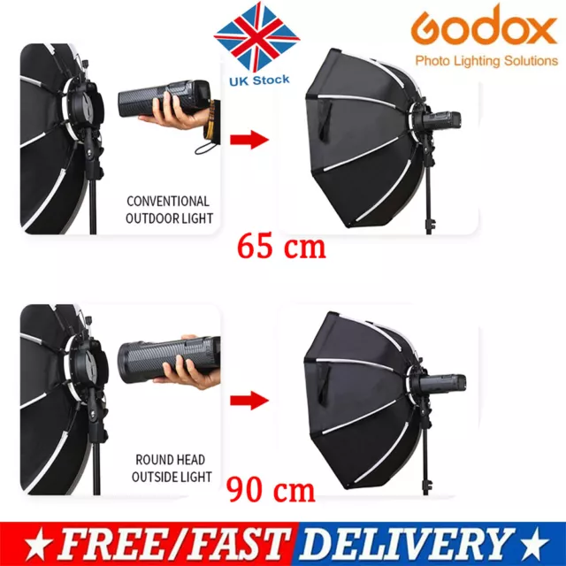 Godox 65cm/90cm Speedlite Octagon Umbrella Softbox For yongnuo YN200 AD200 V1 UK