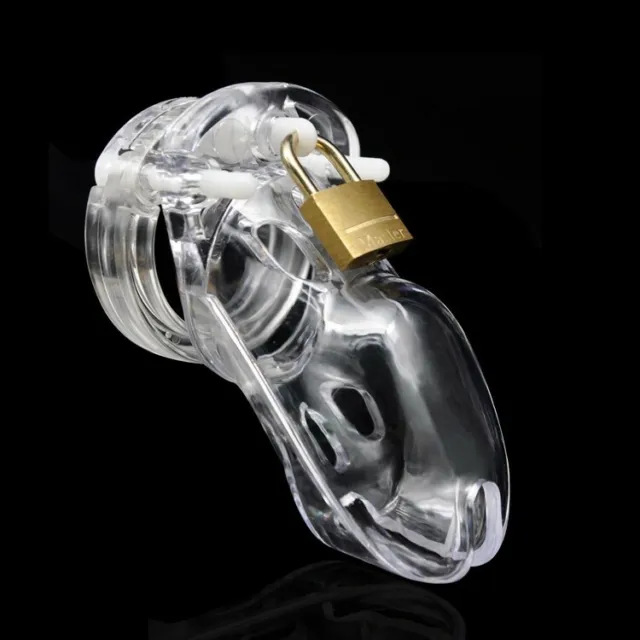 CLEAR PLASTIC MALE Chastity Device Standard Cage for Men Medium Locking ...