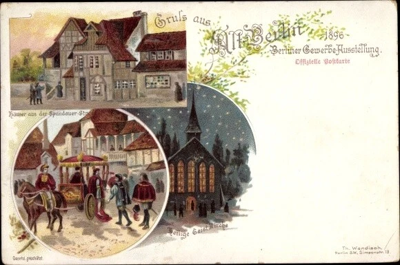 Litho Berlin Treptow, Gewerbeausstellung 1896, Spandauer Straße,... - 2782765