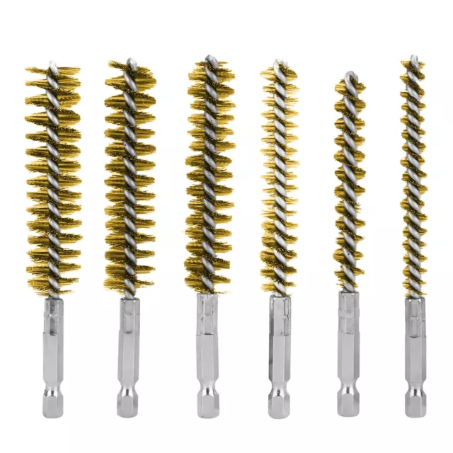 6Pcs Hex Shank Brass Bore Brush Set Power Drill For Cleaning Polishing Painting