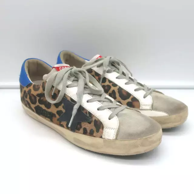 Golden Goose Superstar Leopard Print Pony Hair Low Top Sneakers Size 41