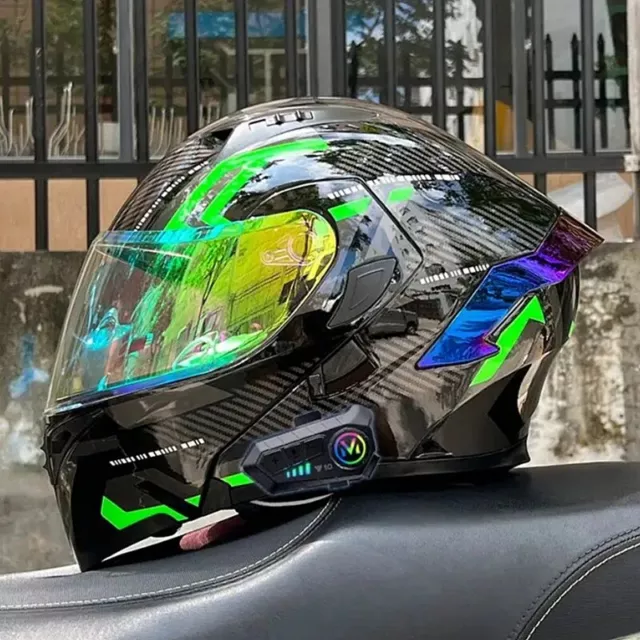 Bluetooth Modular Motorcycle Helmet Racing Flip Up Double Lens Motorbike Helmet