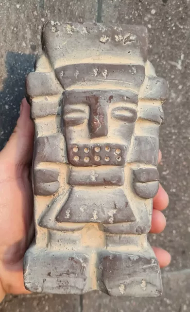 Pre Columbian Aztec Rain God TLALOC Clay  Figure from Mexico Mexican Maya Deity