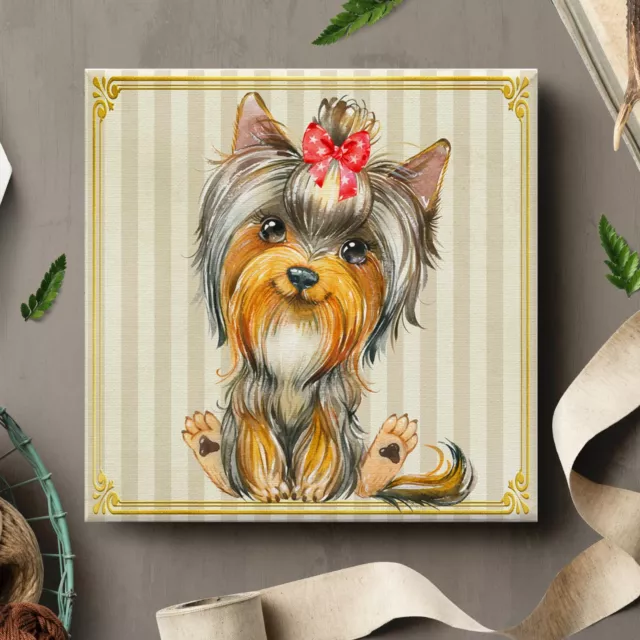 Framed Canvas Wall Art Painting Prints Baby Animal Yorkshire Terrier Dog DOGG046