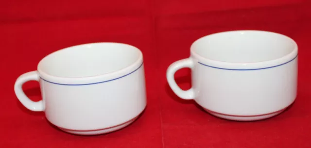 Richard Ginori Porcelain Coffee Tea Mug Cups Set of 2 White Blue Band Italy 3