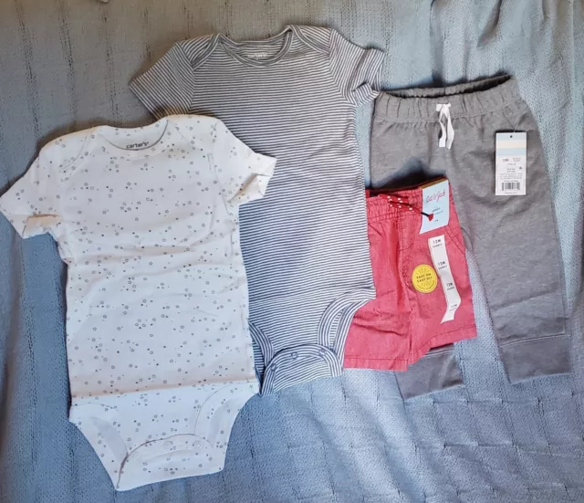 Carters Cat And Jack Baby Boy 12 Months 4pc Set NWT & NWOT Blue Bodysuit Pants