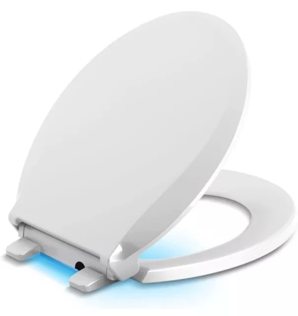 KOHLER 7578-0 LED Night Light Soft Quiet-Close Round Closed Toilet Seat