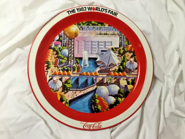 1982 Worlds Fair Tray Plate Knoxville TN Coca Cola 12.25” Diameter, COKE VINTAGE