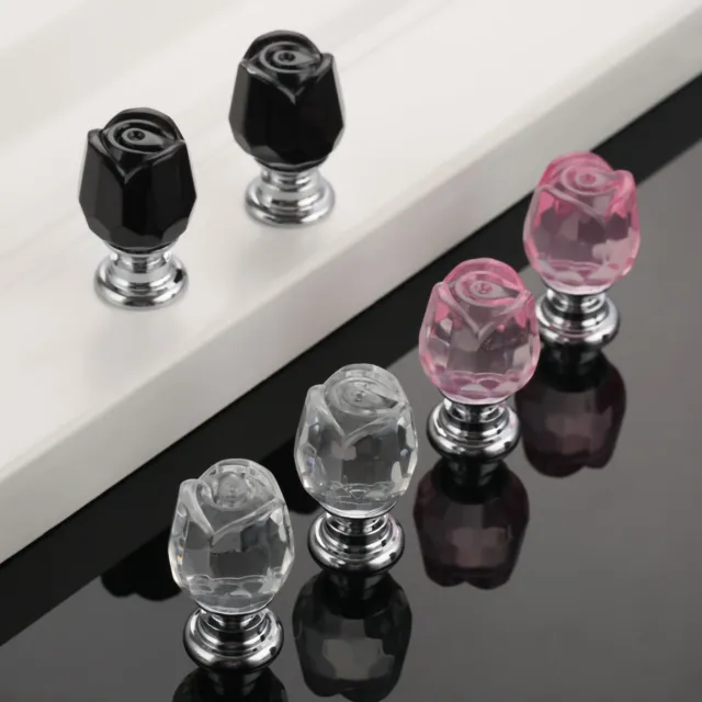 Luxurious Crystal Rose Cupboard Drawer Pull Handles Furniture Door Cabinet Knobs