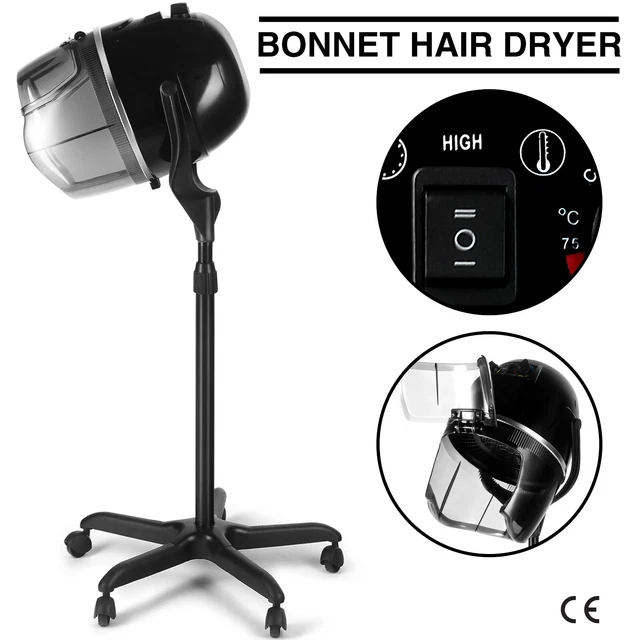 Professional Salon Hair Dryer Stand Bonnet Hood Adjustable Heating Timer Wheels