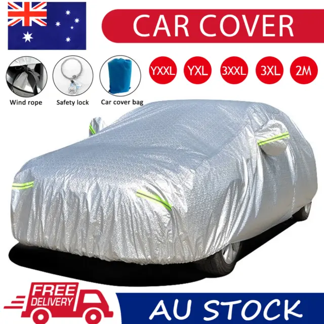 Large Car Cover Waterproof Aluminum 6Layer UV Dust Hail Resitant Universal 5Size