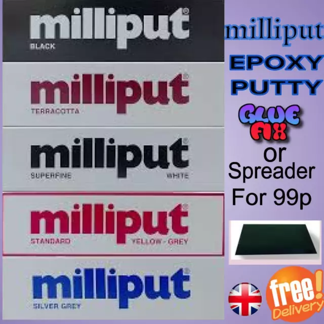 Milliput Epoxy Filler Putty 113g Standard,Grey,Black,White, Blue modelling