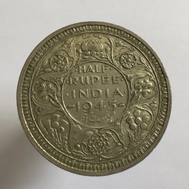 British India 1/2 Half Rupee 1945 (Rx1121895/77)
