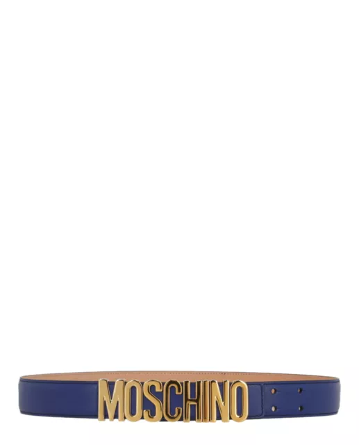 Moschino Womens Gold-Tone Logo Belt