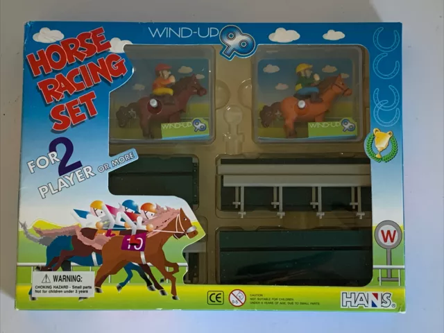 Vintage Hans Nostalgic Wind Up Toy Horse Racing Set Game NIB Works