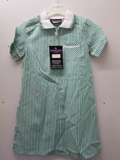 size 24 Age 4/5 Girls GREEN & WHITE Stripe School Summer Dress