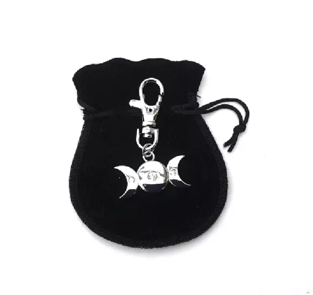 Triple Moon charm for Bag, zip pull, phone dongle engraved with initials