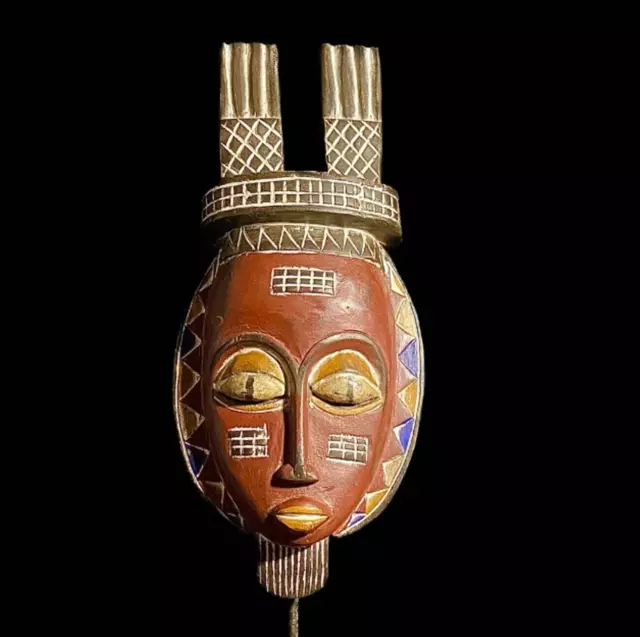 African Mask Antiques Tribal Art Face Vintage Wood Carved Vintage Guro Mask-7341