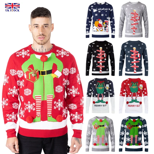 NEW MEN'S CHRISTMAS Jumpers Xmas Santa To The Pub Reindeer Novelty