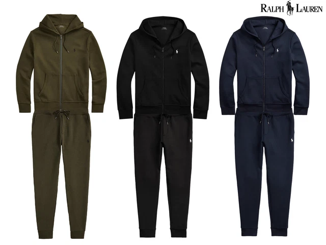 Polo Ralph Lauren tuta doppia maglia felpa con cappuccio e set jogger con cerniera intera