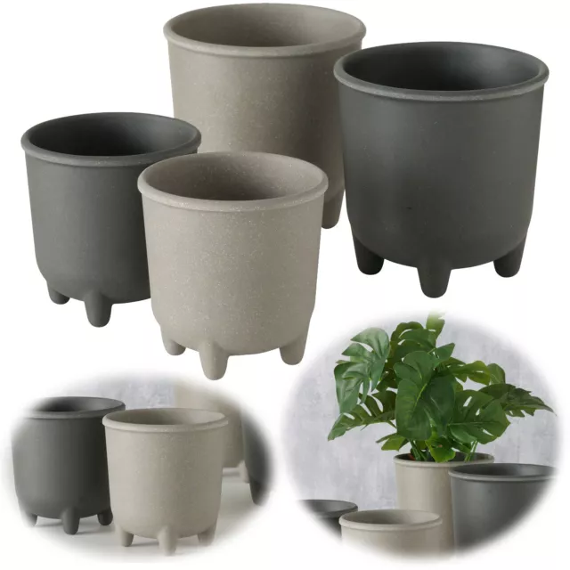 Pflanztopf Blumenkübel List 13-16cm 2´er Set Anthrazit Rund Übertopf Blumentopf