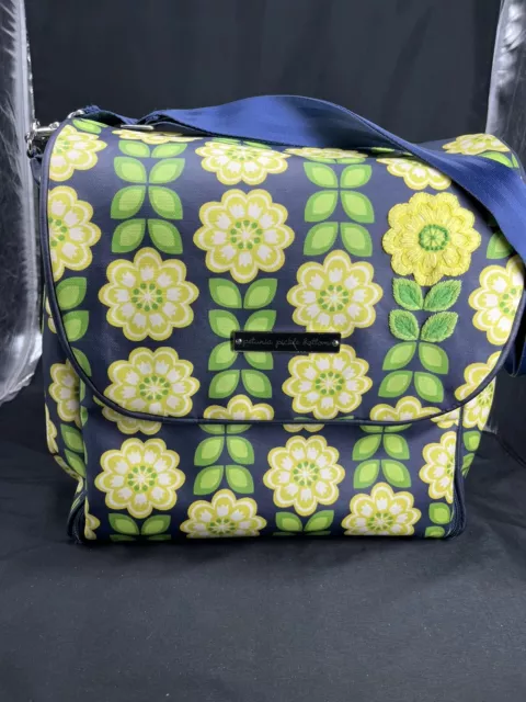 Petunia Pickle Bottom Blue Daisy Baby Backpack Diaper Yellow Green Bag Purse EUC