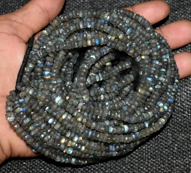35.6cm X 1 Lose Strand Handgemacht Blau Labradorite Edelstein Facettiert 5-6 MM